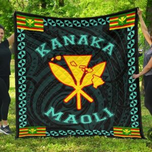 Kanaka Maoli Flag Polynesian Premium Quilt Turquoise  Love Style  Ah  J1  Quilt